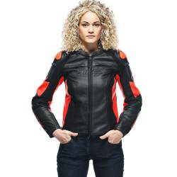 CHAQUETA DAINESE RACING 4 LADY BLACK/FLUOR RED