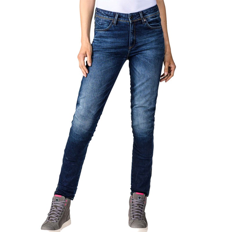 PANTALONES VAQUEROS REVIT MARLEY LADY L32 AZUL MEDIO GASTADO | Pantalones de moto | %brands%