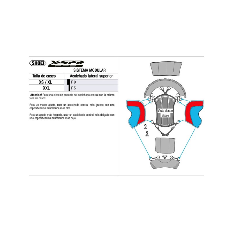 LATERALES DE CHICHONERA INTERIOR CASCO SHOEI X-SPR PRO | Accesorios y Recambios de moto | %brands%