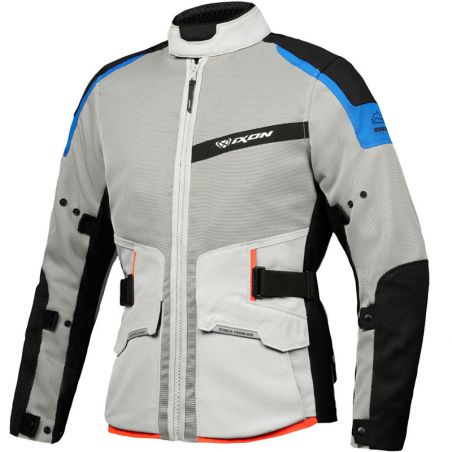 CHAQUETA IXON M-NJORD LIGHT GREY/BLUE/NEON RED