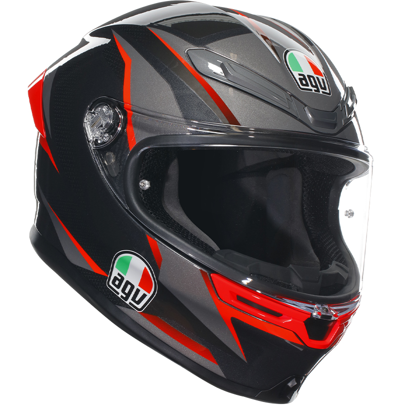 CASCO AGV K6 S SLASHCUT BLACK/GREY/RED