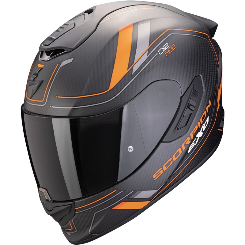 CASCO SCORPION EXO-1400 EVO II CARBON AIR MIRAGE BLACK-MATT/ORANGE