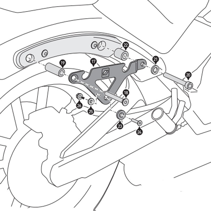 KIT DE FIJACION MALETAS LATERALES Y ALFORJAS SW-MOTECH SLH DERECHO LH1 KAWASAKI HTA.08.682.11000