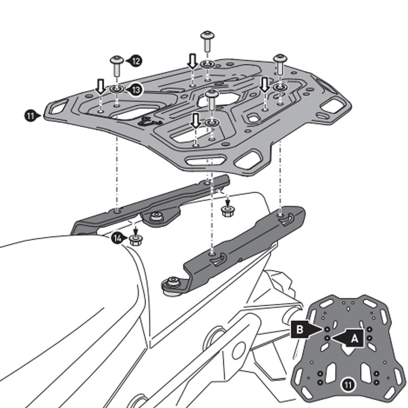 KIT DE FIJACIÓN POSTERIOR SW-MOTECH ADVENTURE-RACK KTM/HUSQVARNA GPT.04.790.19002/B | Fijaciones Top Case de moto | %brands%