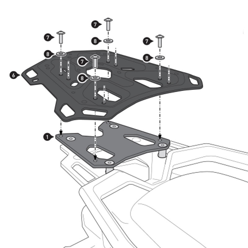 KIT DE FIJACIÓN POSTERIOR SW-MOTECH ADVENTURE-RACK CFMOTO GPT.10.032.19001/B | Fijaciones Top Case de moto | %brands%