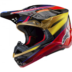 CASCO ALPINESTARS SUPERTECH S-M10 ERA GOLD YELLOW/RIO RED GLOSSY ECE2206