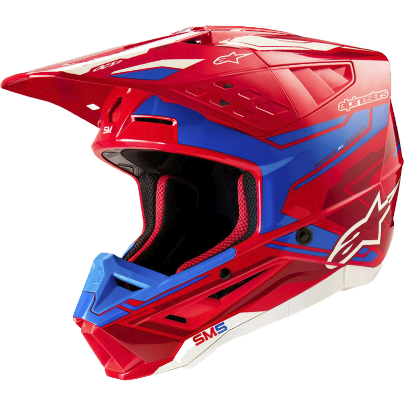 CASCO ALPINESTARS S-M5 ACTION 2 BRIGHT RED/BLUE GLOSSY ECE2206