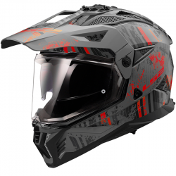 CASCO LS2 PIONEER II CRAZY MATT BLACK/RED