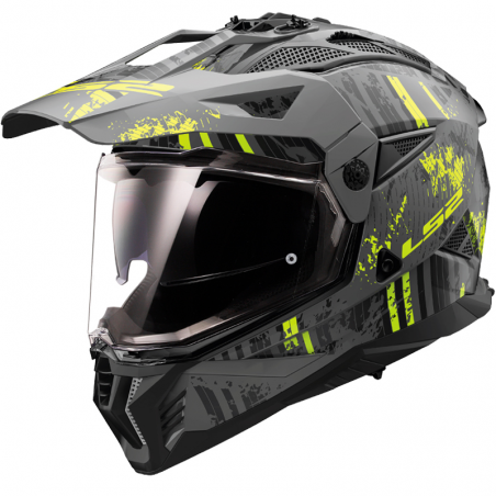 CASCO LS2 PIONEER II CRAZY MATT BLACK/YELLOW FLUO