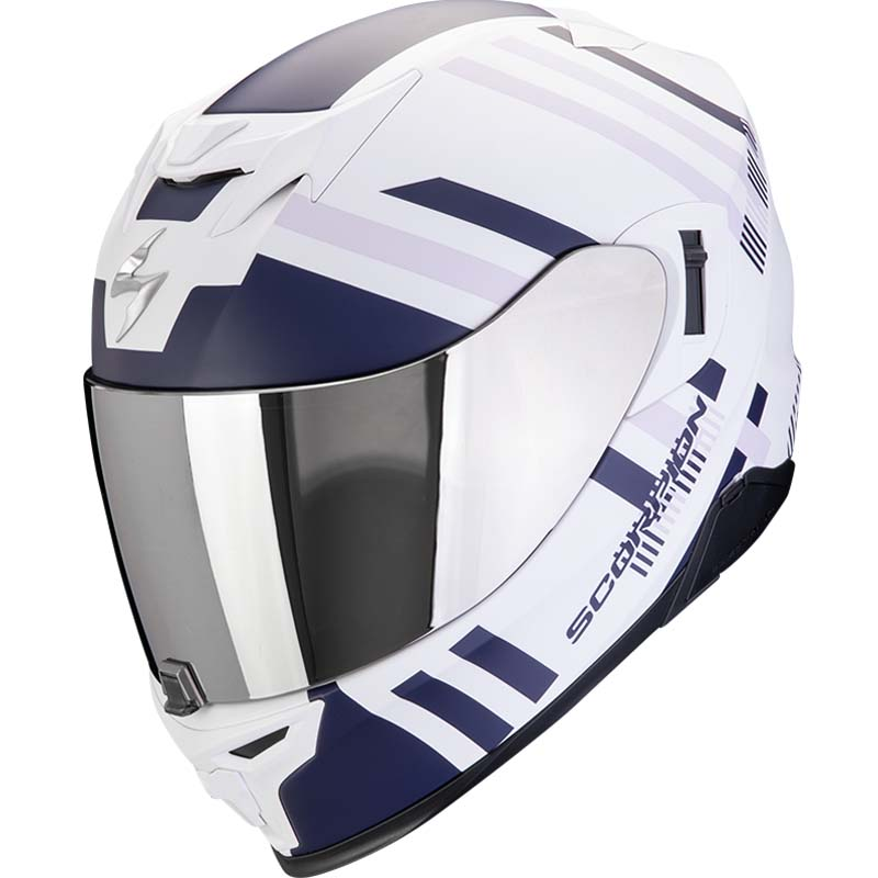 CASCO SCORPION EXO-520 EVO AIR BANSHEE BLANCO MATE/AZUL