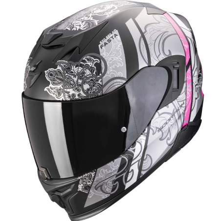 CASCO SCORPION EXO-520 EVO AIR FASTA NEGRO MATE/PLATA/ROSA