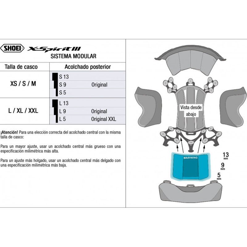 ACOLCHADO POSTERIOR CASCO SHOEI X-SPIRIT 3