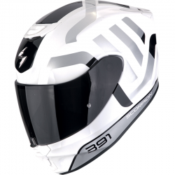 CASCO SCORPION EXO-391 AROK BLANCO/NEGRO/PLATA