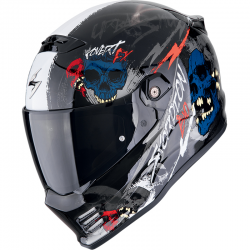 CASCO SCORPION COVERT FX SKULLZ BLACK/GREY/RED