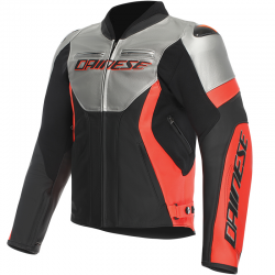 CHAQUETA DAINESE RACING 5 SILVER/BLACK/RED/FLUO