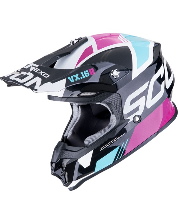 CASCO SCORPION VX-16 EVO AIR ANALOG BLACK/BLUE/PINK