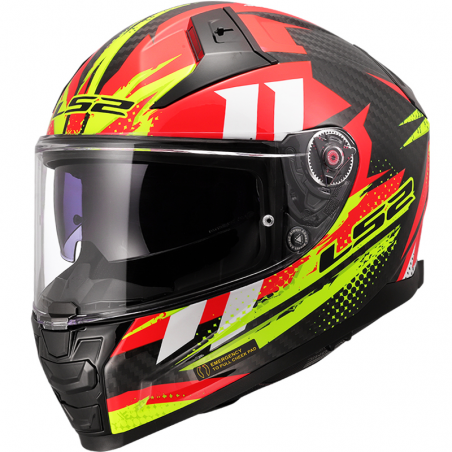 CASCO LS2 VECTOR II CARBON TANTIC RED/H-V YELLOW