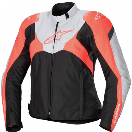 CHAQUETA ALPINESTARS STELLA T-JAWS V4 WP BLACK/ICE GRAY/FLUO CORAL