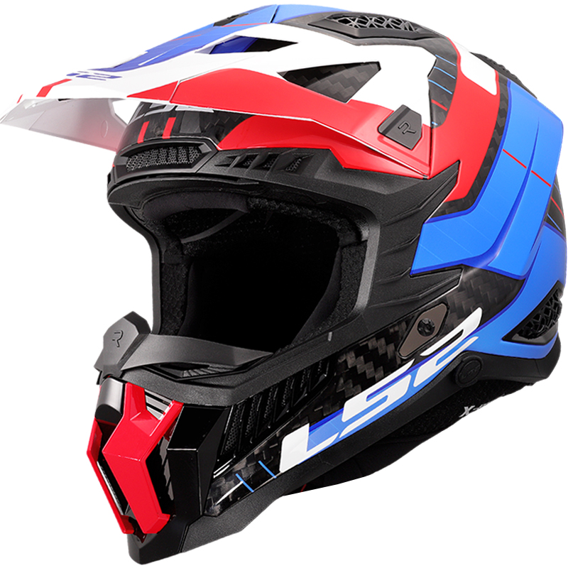 CASCO LS2 X-FORCE CARBONO GALUO WHITE/RED/BLUE