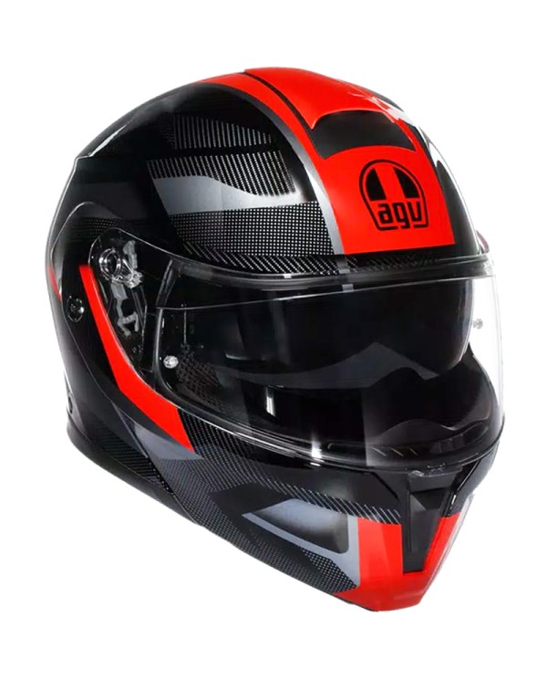 CASCO AGV STREETMODULAR LEDRO BLACK/RED