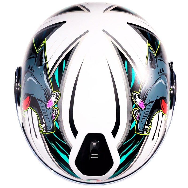 CASCO AGV ETERES GHEPARD MATT WHITE/BLACK/GREEN