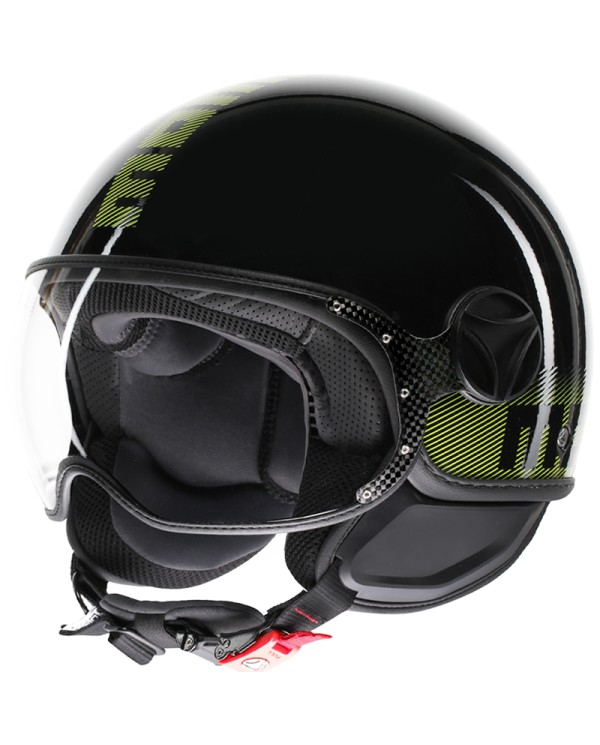 CASCO MOMO DESIGN FGTR CLASSIC STRIPES BLACK/YELLOW FLUO