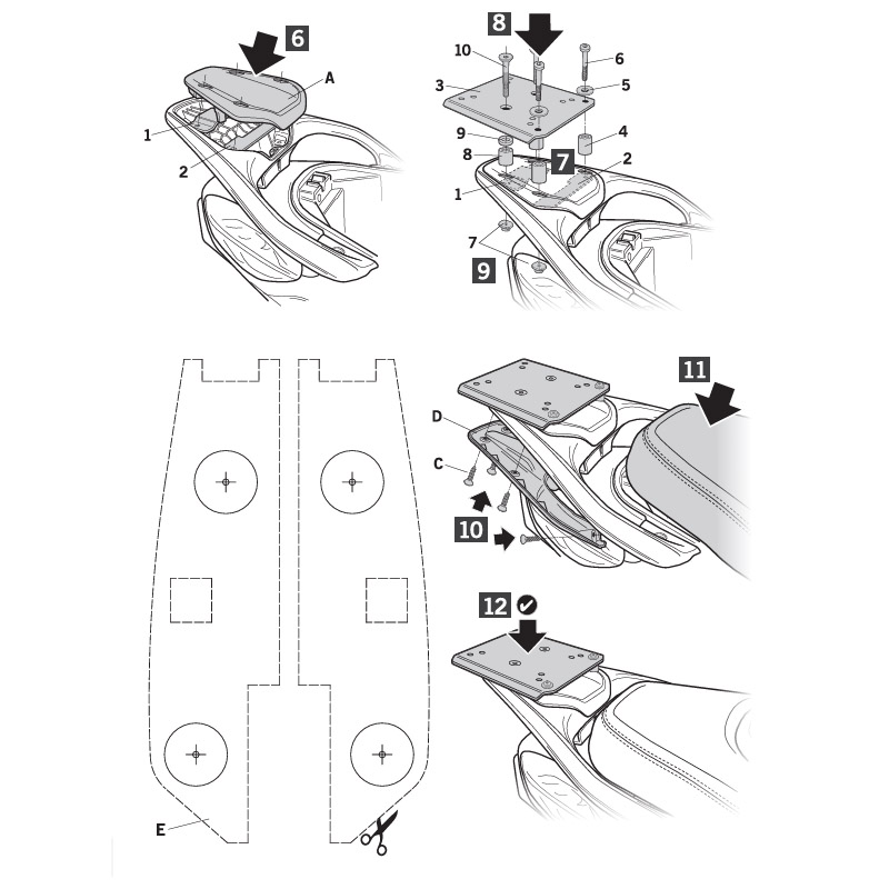 KIT DE FIJACIÓN POSTERIOR SHAD V0BV41ST PIAGGIO BEVERLY 400/300 | Fijaciones Top Case de moto | %brands%