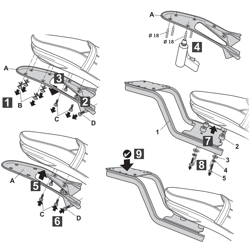 KIT DE FIJACIÓN POSTERIOR SHAD M0SM62ST MOTO MORINI SEIEMMEZZO STR | Fijaciones Top Case de moto | %brands%
