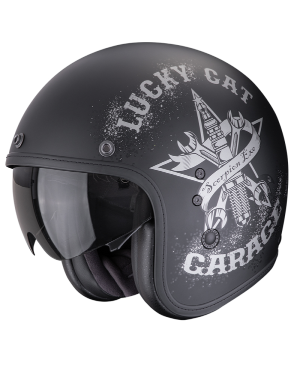 CASCO SCORPION BELFAST EVO HANGAR BLACK/SILVER MATT | Cascos Jet de moto | %brands%