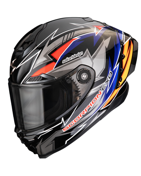 CASCO SCORPION EXO-RACE AIR MOVE ON BLACK/BLUE/ORANGE
