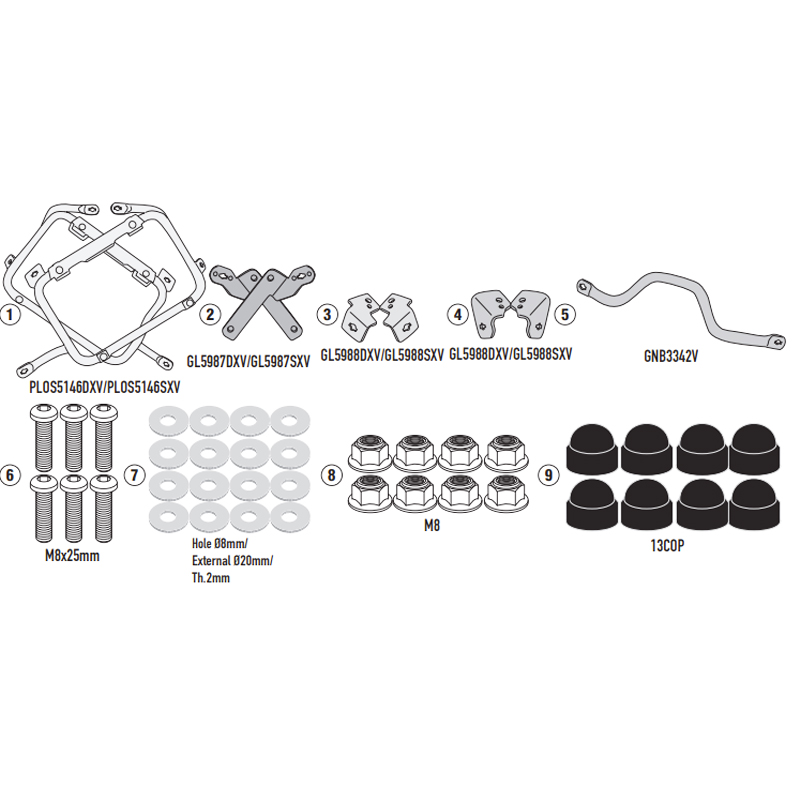KIT DE FIJACION MALETAS LATERALES GIVI PLOS5146CAM BMW R 1300 GS ADVENTURE