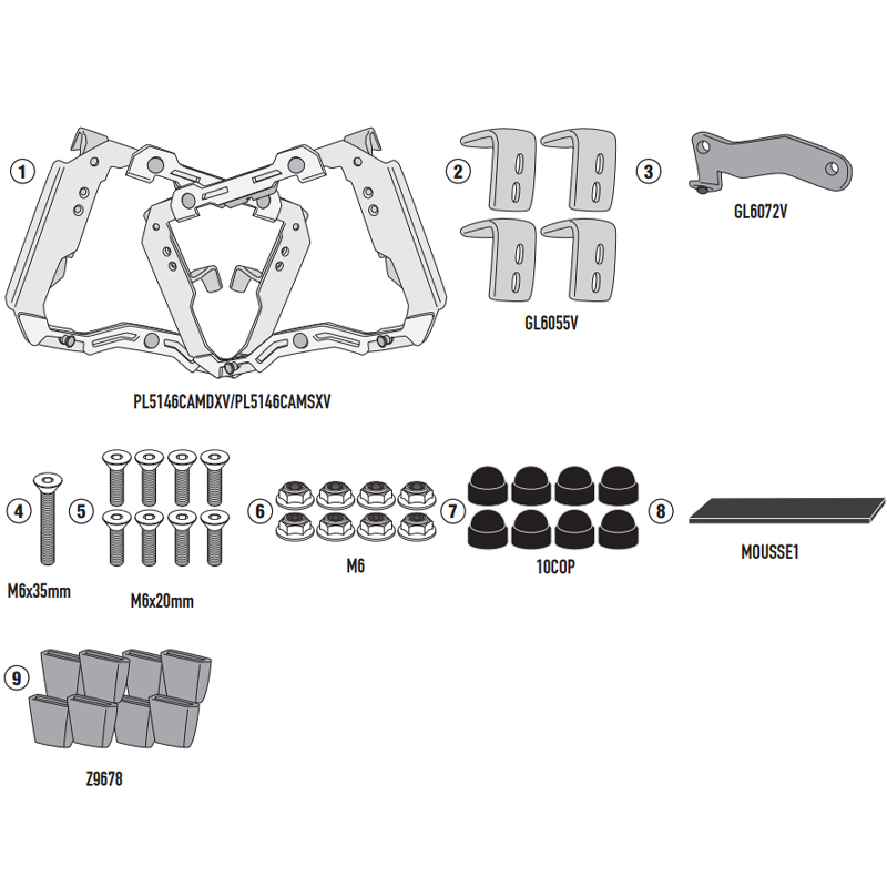 KIT DE ADAPTACION MALETAS LATERALES GIVI PL5146CAM PARA SOPORTES BMW ORIGINAL