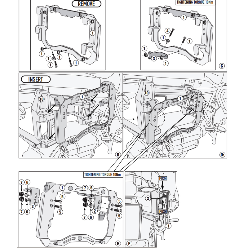 KIT DE ADAPTACION MALETAS LATERALES GIVI PL5146CAM PARA SOPORTES BMW ORIGINAL