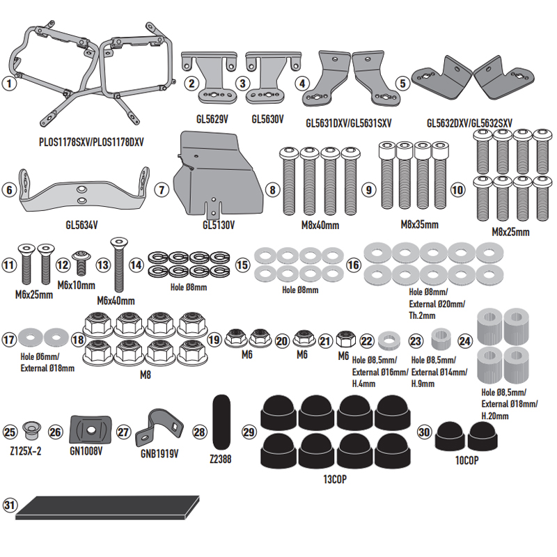 KIT DE FIJACION MALETAS LATERALES GIVI PLOS1178CAM HONDA AFRICA TWIN