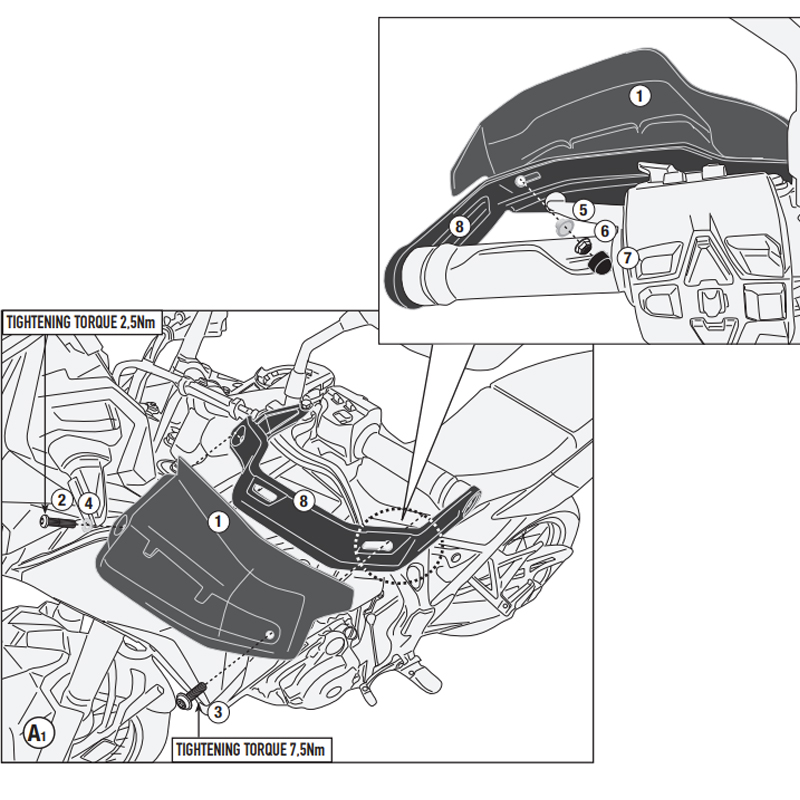 KIT DE EXTENSION DE PROTECTORES DE MANOS GIVI EH1178 HONDA AFRICA TWIN/X-ADV 750