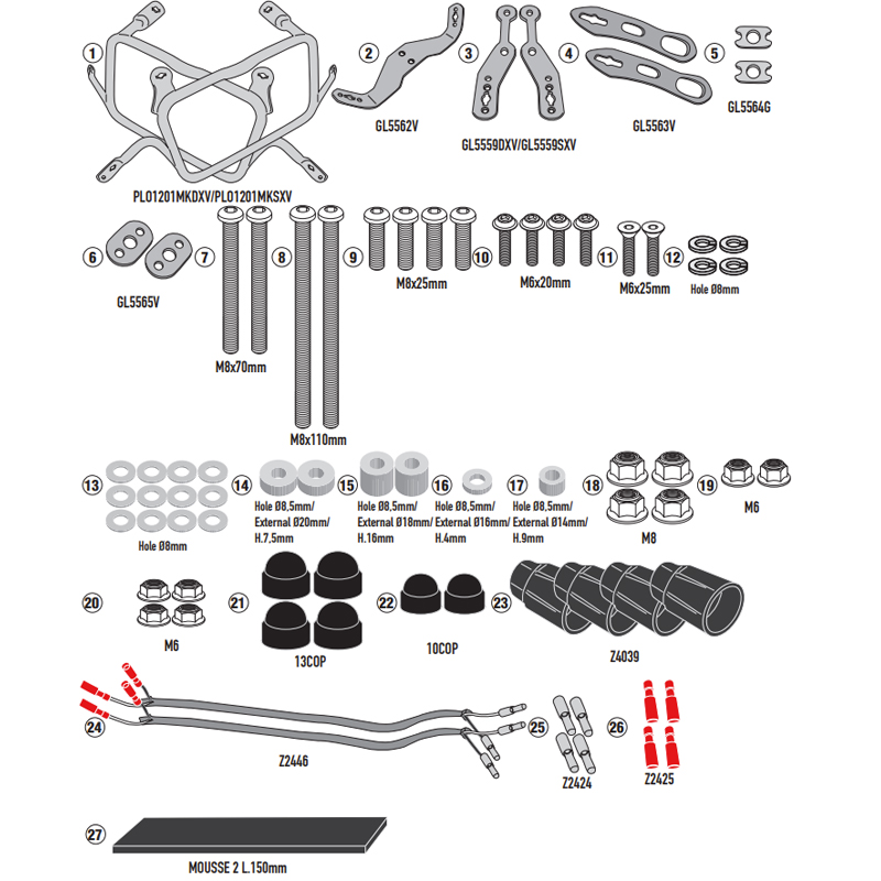 KIT DE FIJACION MALETAS LATERALES GIVI PLO1201MK HONDA XLV 750 TRANSALP
