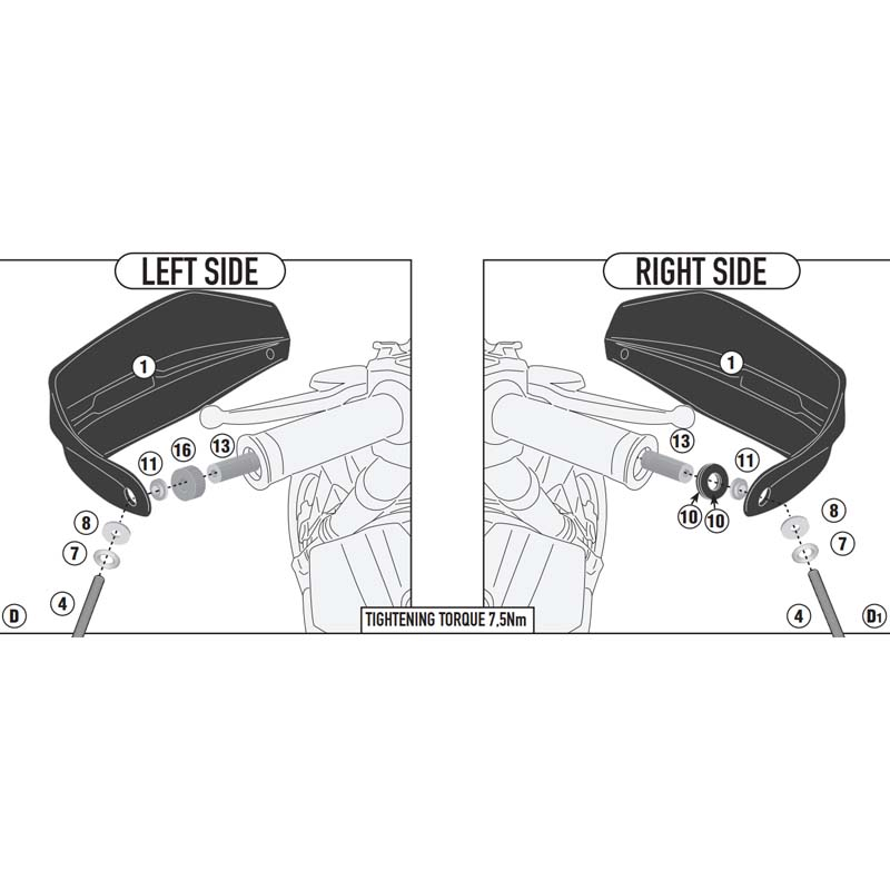 KIT DE PROTECTORES DE MANOS GIVI HP1201B HONDA XL 750 TRANSALP/CB 750 HORNET KIT DE PROTECTORES DE MANOS GIVI HP1201B HONDA XL 750 TRANSALP/CB 750 HORNET