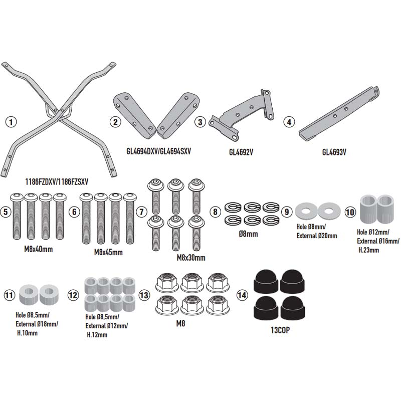 KIT DE FIJACIÓN POSTERIOR GIVI 1186FZ HONDA FORZA 750