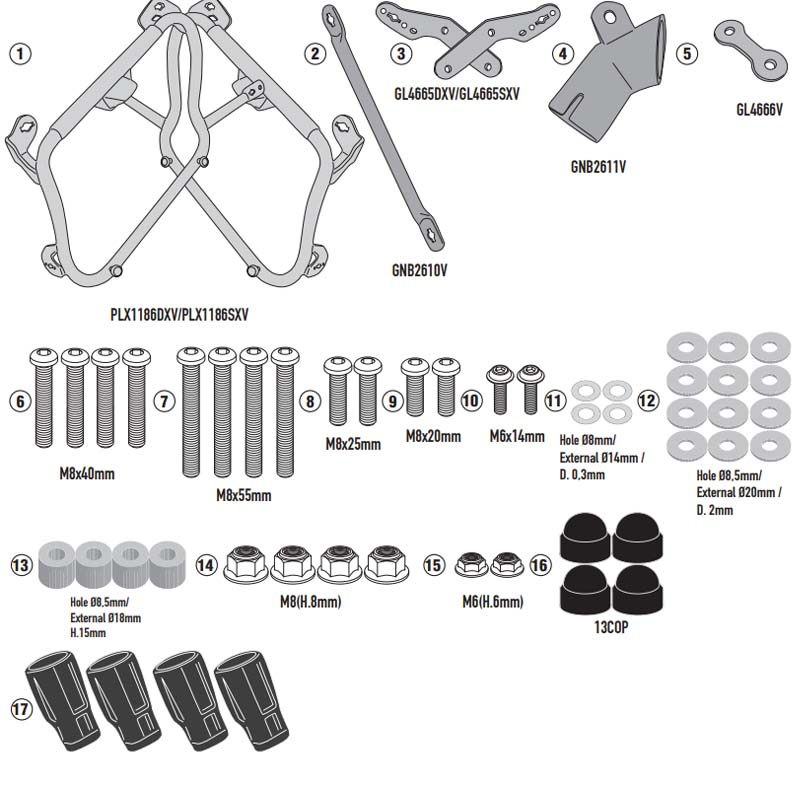 KIT DE FIJACION MALETAS LATERALES GIVI PLX1186 HONDA FORZA 750