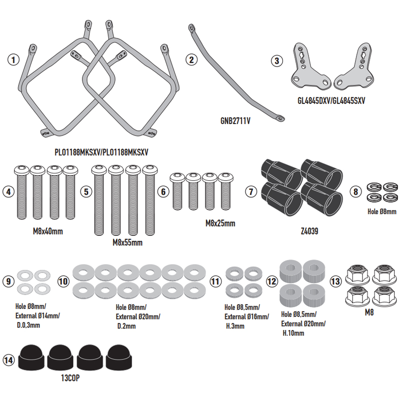 KIT DE FIJACION MALETAS LATERALES GIVI PLO1188CAM HONDA X-ADV 750