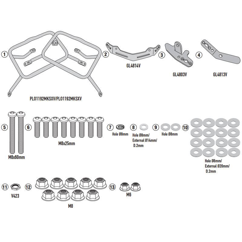 KIT DE FIJACION MALETAS LATERALES GIV PLO1192MK HONDA NC750X