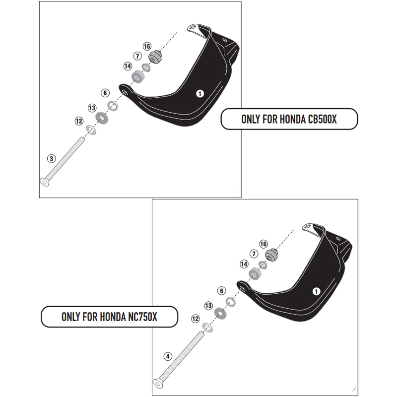 KIT DE PROTECTORES DE MANOS GIVI HP1192B HONDA NC750X/NX500/CB500 KIT DE PROTECTORES DE MANOS GIVI HP1192B HONDA NC750X/NX500/CB500