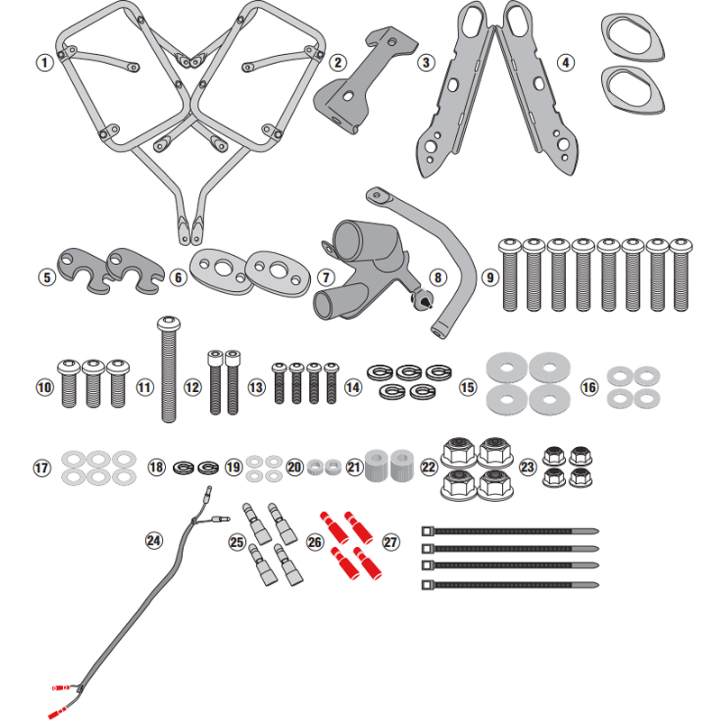 KIT DE FIJACION MALETAS LATERALES GIVI PLO1171CAM HONDA NX500/CB500
