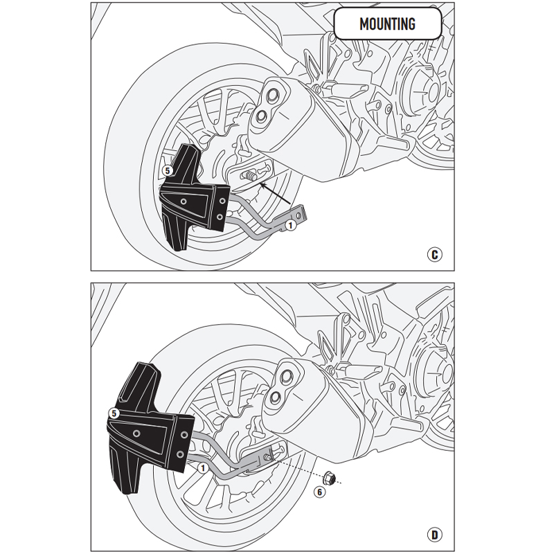 KIT DE MONTAJE GUARDABARROS TRASERO GIVI RM1171KIT HONDA NX500/CB500