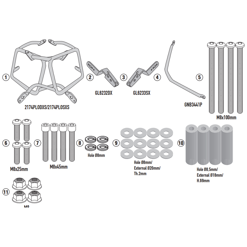 KIT DE FIJACION MALETAS LATERALES GIVI PLO2174MK YAMAHA TENERE 700
