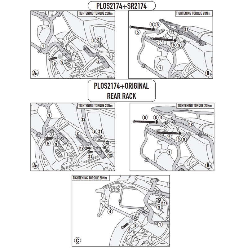 KIT DE FIJACION MALETAS LATERALES GIVI PLOS2174CAM YAMAHA TENERE 700 SCANTONATA