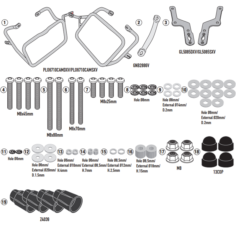 KIT DE FIJACION MALETAS LATERALES GIVI PLO6710CAM APRILIA TUAREG 660