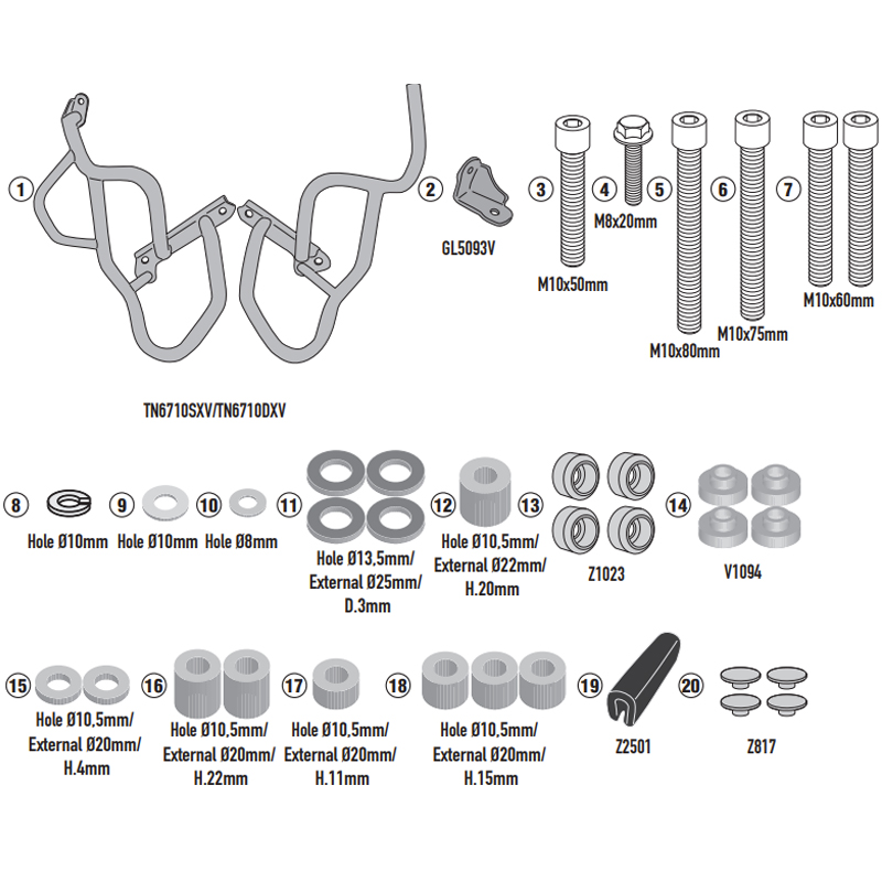 DEFENSAS DE MOTOR GIVI TN6710 APRILIA TUAREG 660 DEFENSAS DE MOTOR GIVI TN6710 APRILIA TUAREG 660