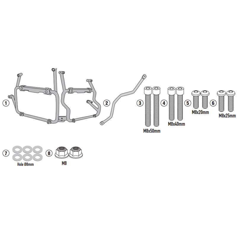 KIT DE FIJACION MALETAS LATERALES GIVI PLOS9651CAM KOVE 800 X-PRO