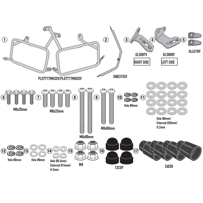 KIT DE FIJACION MALETAS LATERALES GIVI PLO7717MK KTM ADVENTURE 890/790